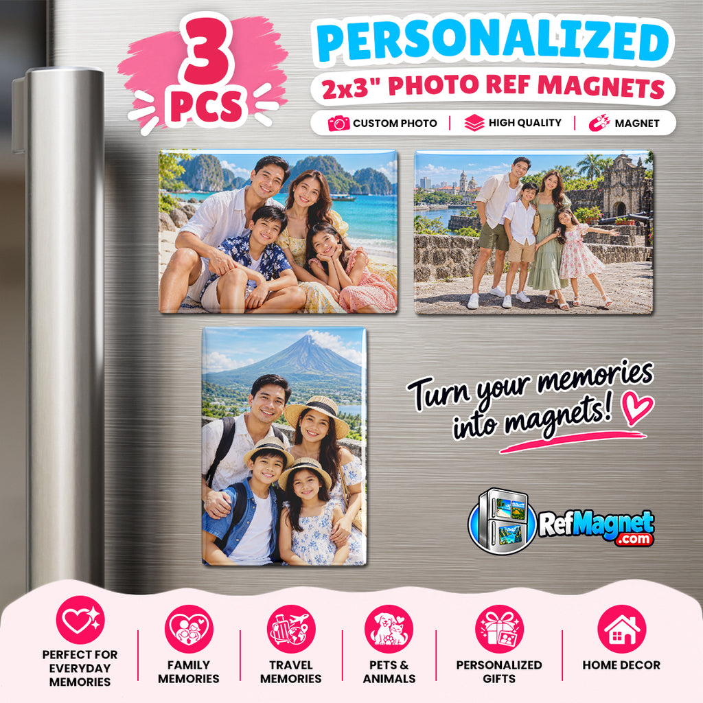 3pcs Personalized 2x3" Photo Ref Magnets